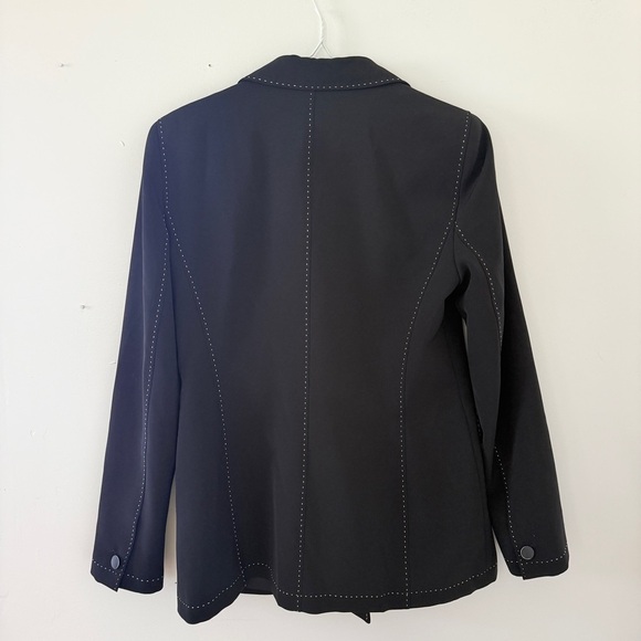 Lafayette 148 New York Black Blazer with White Stitching - Picture 2 of 6
